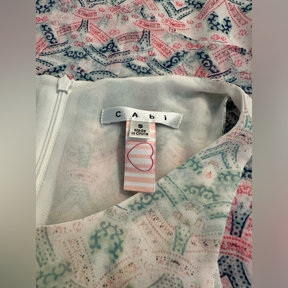 Mint CAbi #250 Mosaic Print Blouse Tank Top Shirt Heart of CAbi Layered Zipper - Picture 9 of 12